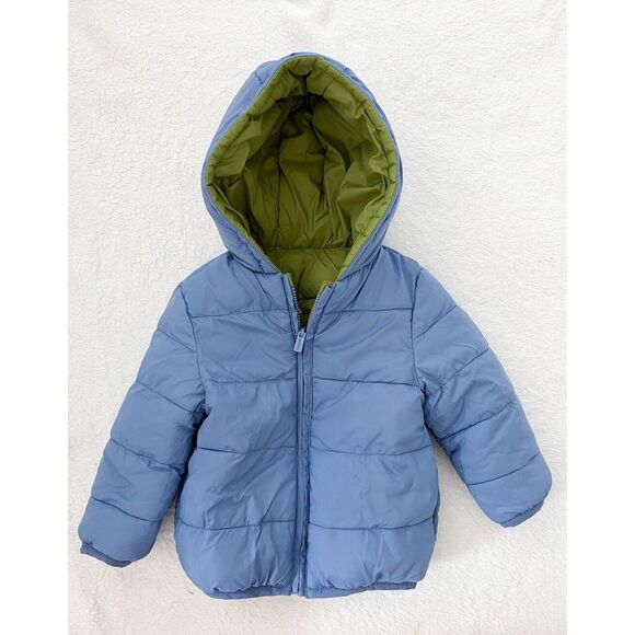 MAYORAL Turtle Green Reversible Puffer‎ Jacket Coat Blue Green Boys 4-6 Months - Picture 12 of 13